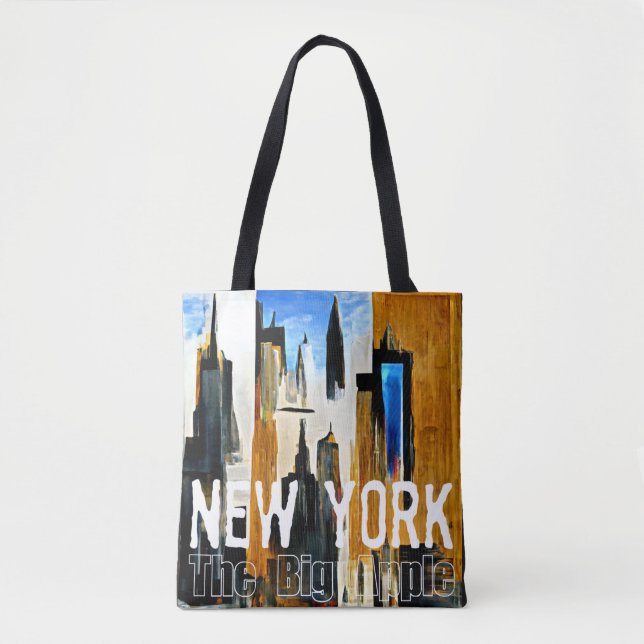 Tote Bag New York La Grande Pomme Peinture Abstraite (Devant)