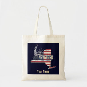 Tote Bag New York State États-Unis Retro Carte Vintage USA