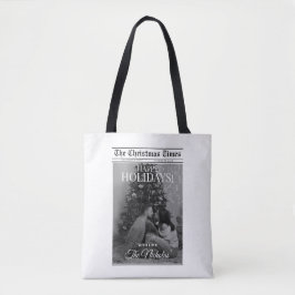 Tote Bag Newspaper What A Year Black White Photo Christmas