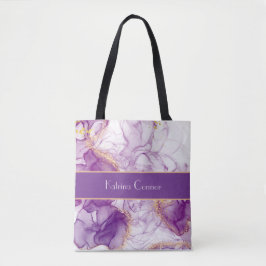 Tote Bag Nice Aquarelle violet Arrière - plan, Golden Foils