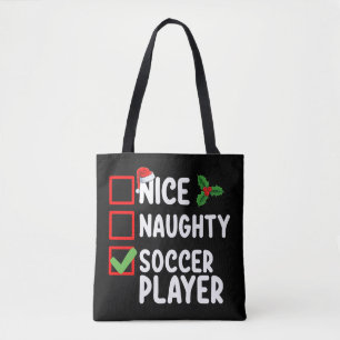 Tote Bag Nice Naughty Soccer Joueur Noël