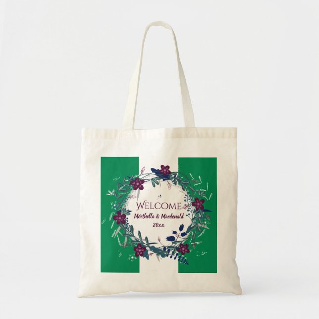 Tote Bag NIGERIA MARIAGE ACCUEIL Floral Personnalisé (Devant)