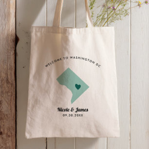 Tote Bag N'Importe Quelle Couleur Washington DC Map Mariage
