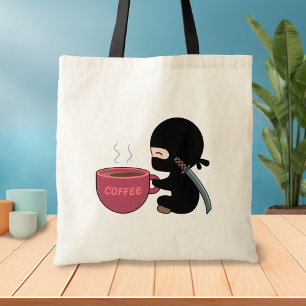 Tote Bag Ninja minuscule avec grande tasse de café