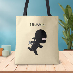 Tote Bag Ninja minuscule exécutant un nom personnalisé su
