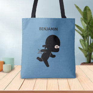 Tote Bag Ninja minuscule exécutant un nom personnalisé sur