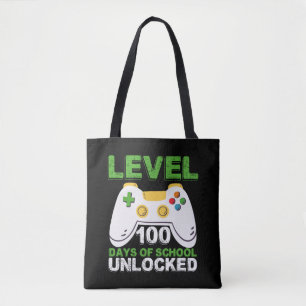 Tote Bag Niveau 100 Jours d'école débloqués Joueur Vidéo Je