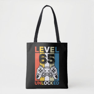 Tote Bag Niveau 65 ans débloqué pour anniversaire 65 Jeux v