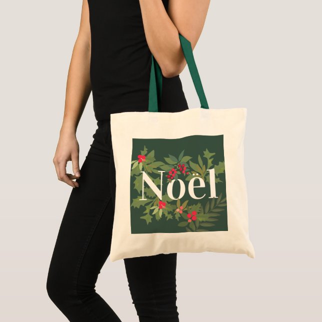 Tote Bag Noel à feuillage persistant feuilles et des baies  (Devant (produit))