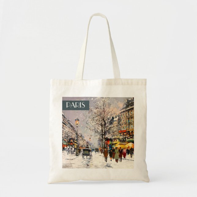 Tote Bag Noël à Paris. Cadeau de Noël (Devant)
