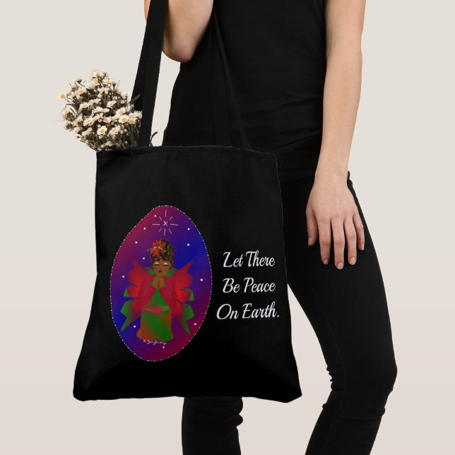 Tote Bag Noël Angel Baby Laissons La Paix Sur Terre (De près)