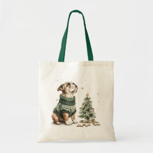 Tote Bag Noël Anglais Chien de Noël Arbre