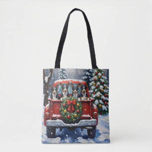 Tote Bag Noël Blue Heeler Camion Rouge Fêtes