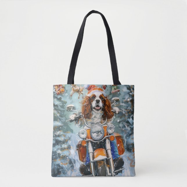 Tote Bag Noël Cavalier King Charles Spaniel (Devant)
