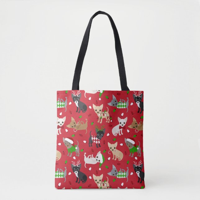 Tote Bag Noël Chihuahua Tous les manteaux (Devant)