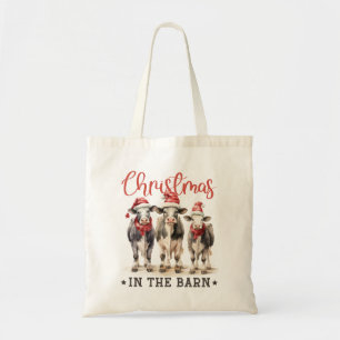 Tote Bag Noël dans les vaches rustiques de la grange à Sant