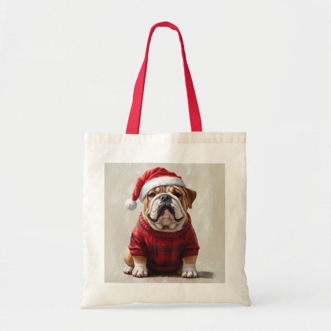 Tote Bag Noël de Bulldog anglais (Devant)