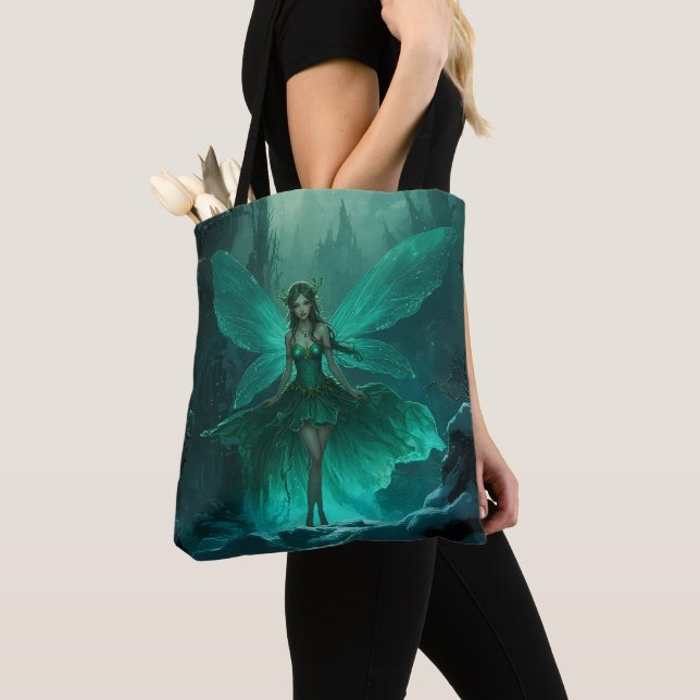 Tote Bag Noël de la forêt d'hiver verte enchantée (De près)