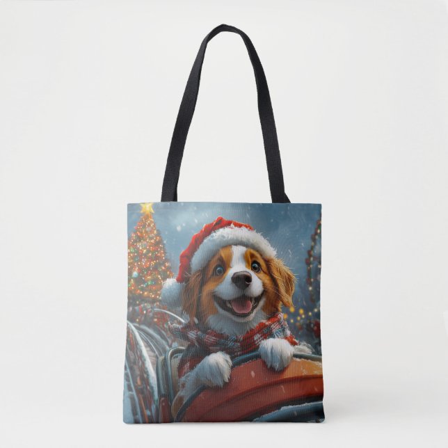 Tote Bag Noël du chien espagnol breton (Devant)