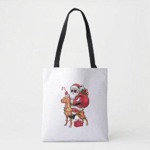 Tote Bag Noël Éclairage Père Noël équitation Vizsla Chien N