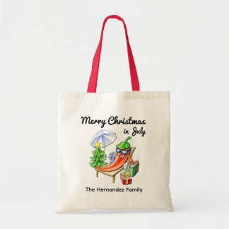 Tote Bag Noël en juillet Funny Été Chili Famille personnali