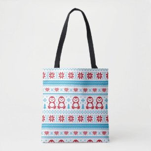 Tote Bag Noël et l'hiver ont tricoté le motif