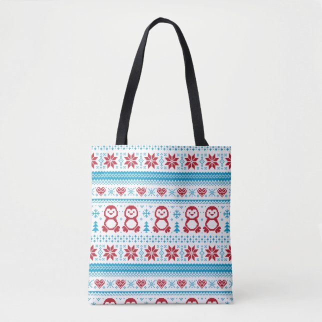 Tote Bag Noël et l'hiver ont tricoté le motif (Devant)