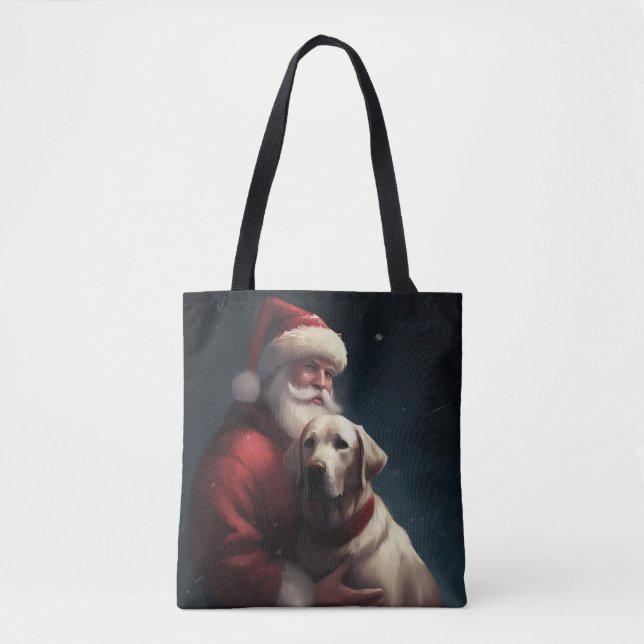 Tote Bag Noël festif du Père Noël au Labrador (Devant)