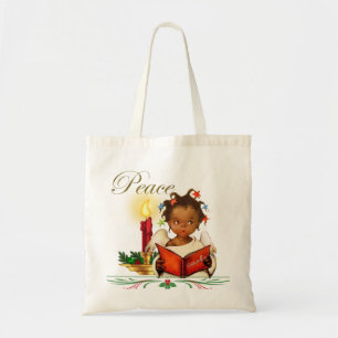 Tote Bag Noël Fourre-tout avec la fille vintage