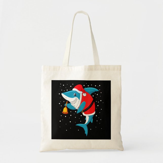 Tote Bag Noël - Funny Christmas Shark (Devant)