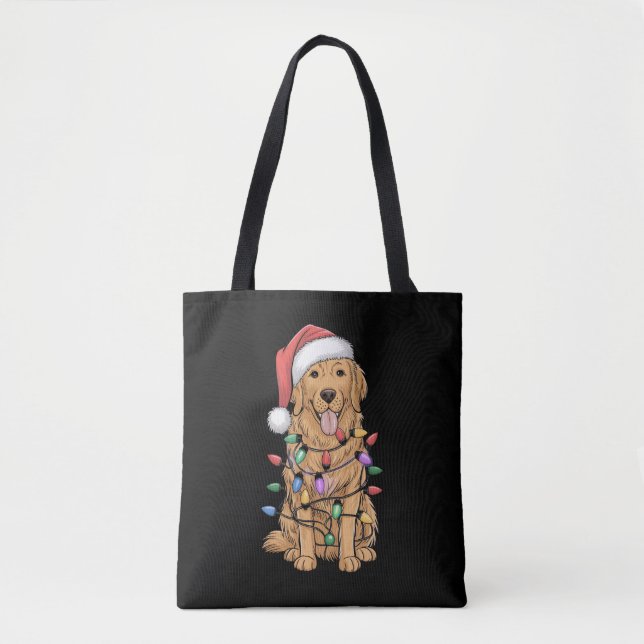 Tote Bag Noël Golden Retriever Amoureux des chiens Cadeau M (Devant)