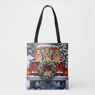 Tote Bag Noël Japonais Chin Camion Rouge Fêtes