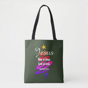 Tote Bag Noël JÉSUS SEIGNEUR DES SEIGNANTS Customisé VERT