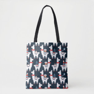 Tote Bag Noël lamas sans couture motif