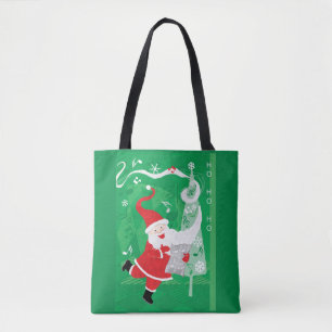 Tote Bag Noël mignon, chant et danse Père Noël