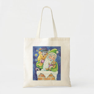 Tote Bag Noël mignon, Père Noël à Chimney avec jouets