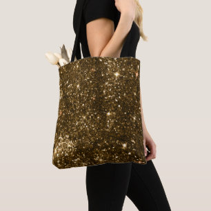 Tote Bag Noël Noir et Or Faux Paillettes Christmas