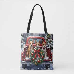 Tote Bag Noël Rat Terrier Camion Rouge Fêtes