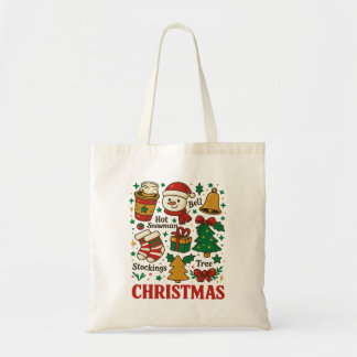 Tote Bag Noël Rétro Doodles de Noël