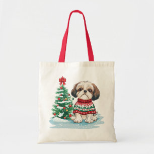 Tote Bag Noël Shih Tzu Père Noël Chien