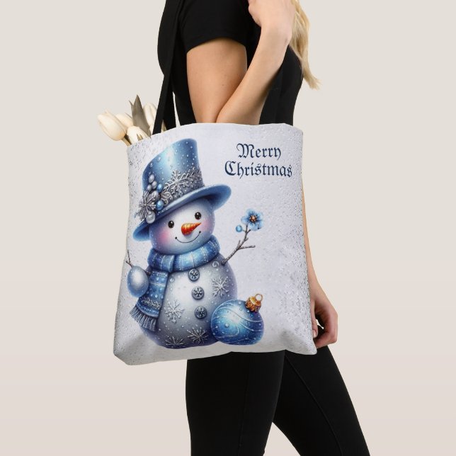 Tote Bag Noël Snowman Élégant Vacances d'hiver (De près)
