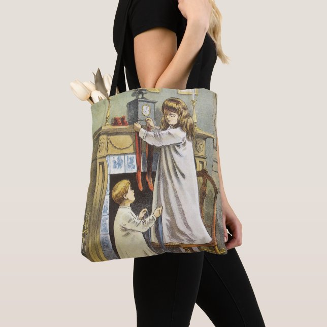 Tote Bag Noël victorien, Bas de Noël pour enfants (De près)