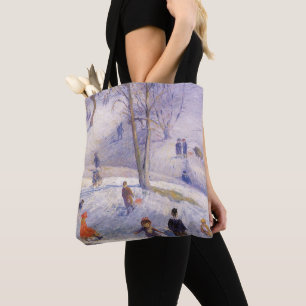 Tote Bag Noël vintage, glissade, Central Park Glackens