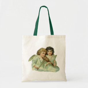 Tote Bag Noël vintage, musique d'anges victoriens au violon