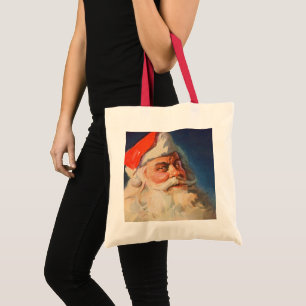 Tote Bag Noël vintage, Père Noël Liste des gentils et des m