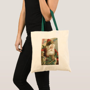 Tote Bag Noël vintage, Père Noël victorien avec Pine