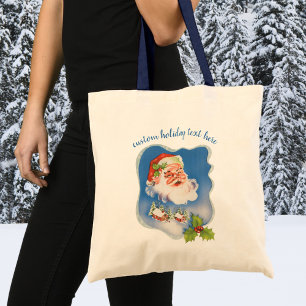 Tote Bag Noël Vintage, Retro Jolly Santa Claus