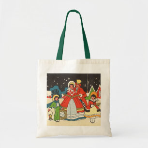 Tote Bag Noël vintage, une famille chantant des chants de N
