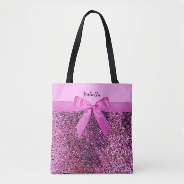 Tote Bag Nœud papillon Coquette & Nom en écriture cursive a (Devant)