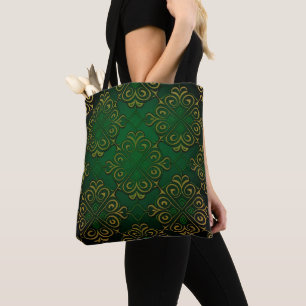 TOTE BAG NOEUDS CELTIQUES IRLANDAIS VERTS ET OR